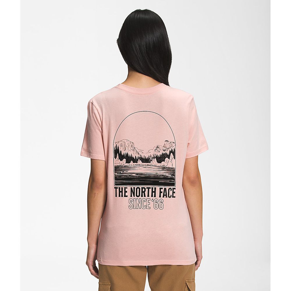 The North Face T-Shirts Womens Australia - The North Face Short Sleeve Mountain Peace Sand Rose Moun